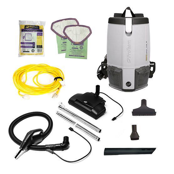 Proteam ProVac FS 6, Backpack Vacuum, 6QT, 11.6lbs, Electric, With Tools, HEPA, 3 Year Warranty, 107461