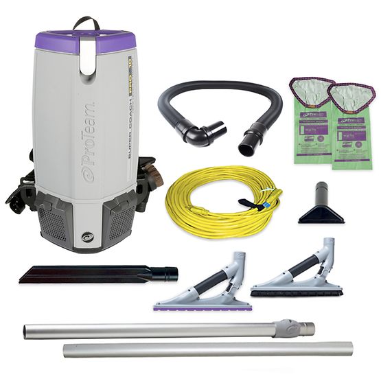 Proteam Supercoach Pro 10QT, Backpack Vacuum, 12lbs, Electric, With Tools, HEPA, 3 Year Warranty