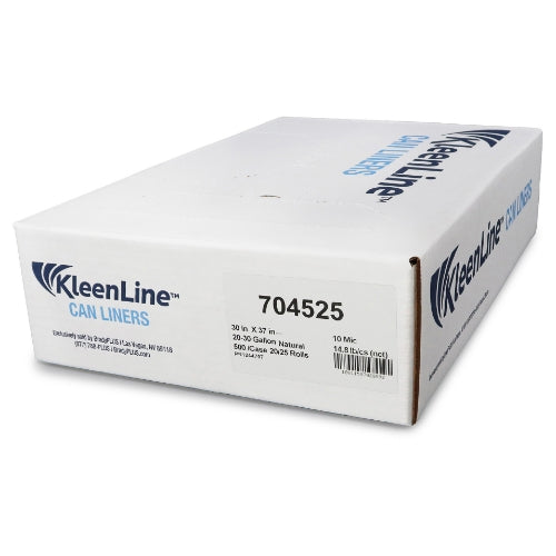 KleenLine Can Liner 30x37 10 MIC Clear, 20-30 Gallon Capacity, 20 rolls of 25 liners), 500 Count