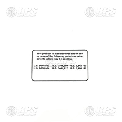 FactoryCat/Tomcat 370-7206, Decal, Plate,Patent