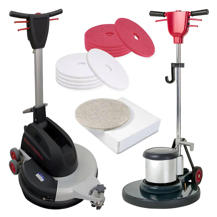 Burnish & Buff System: High-Speed Burnisher, Dual-Speed Buffer & Pads
