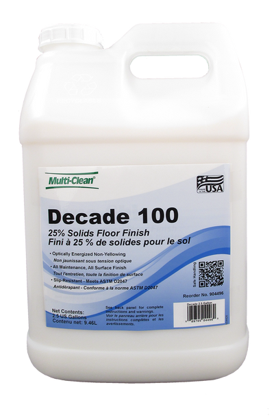 904495, Multi-Clean Decade 100, High Solids Floor Finish, 25% Solids, 24 X 2.5 Gallons