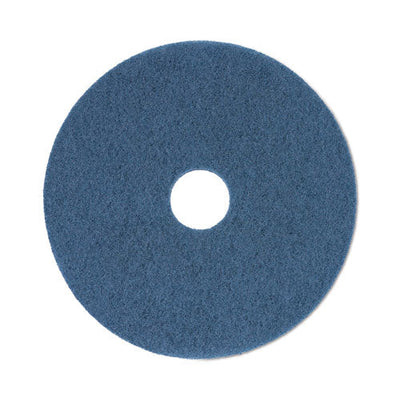 Scrubbing Floor Pads, 20" Diameter, Blue, 5/carton