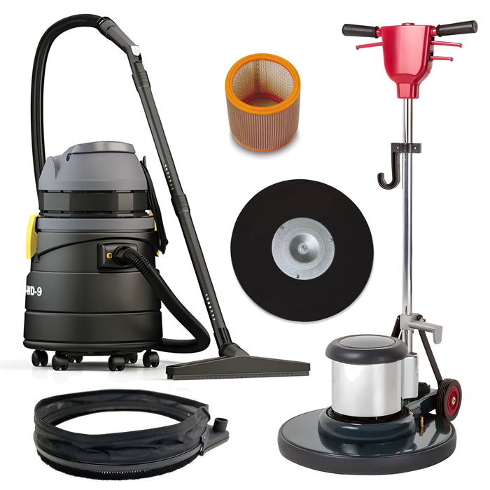 Wood Sanding Package - 20" Buffer, Sanding Driver, Dust Skirt, HEPA Vacuum