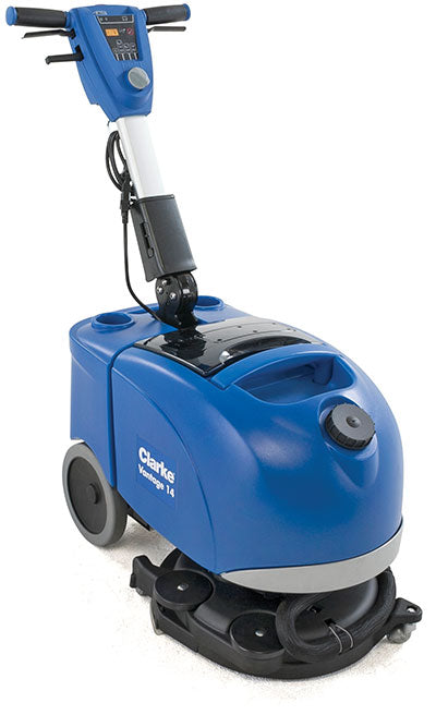 Clarke Vantage 14, Walk Behind Floor Scrubber, 14", 2.5 Gallon, Battery, Pad Assist, Forward and Reverse, Disk, 3 Year Warranty, 9087345020