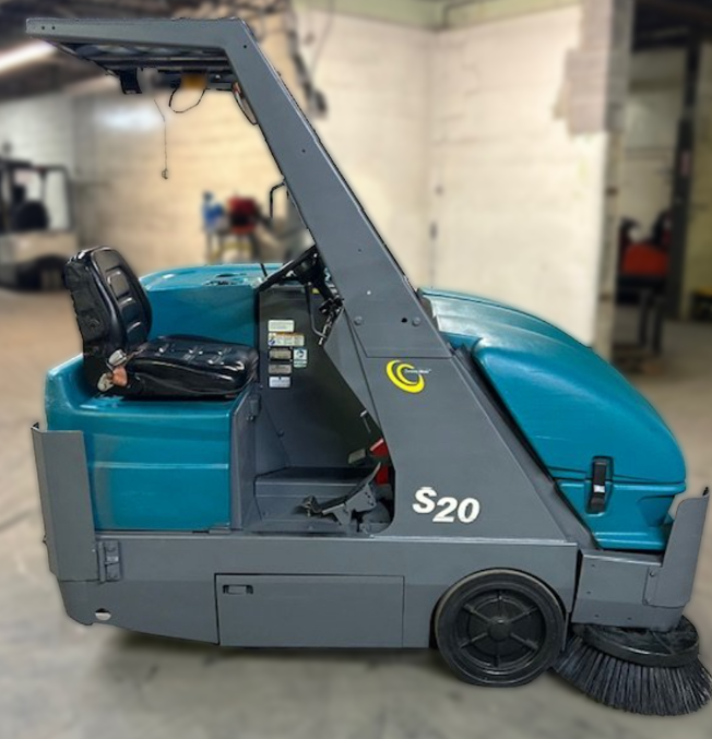 Refurbished Tennant S20 | 62" Ride-On Propane Sweeper, Dual Side Brushes, Overhead Guard