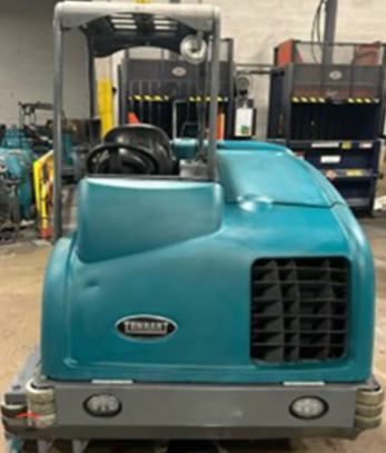 Used Tennant M30, Floor Sweeper Scrubber,  62”, 75 Gallon, Propane, Ride On, Cylindrical, Overhead Guard