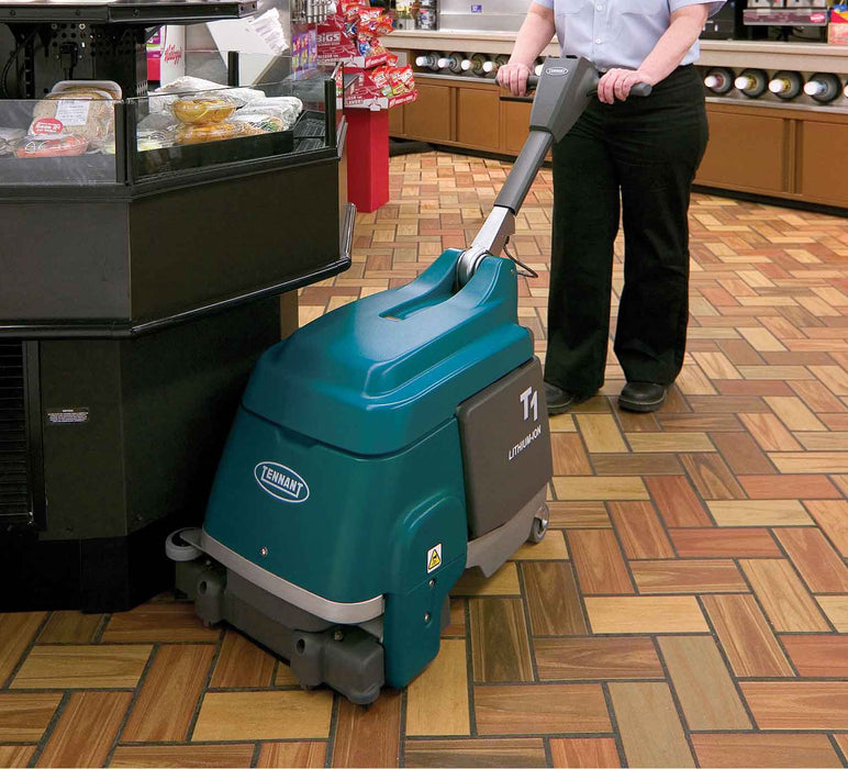 Tennant T1, Floor Sweeper-Scrubber, 15", 2.5-3 Gallon, Electric or Battery, Cylindrical, 3 Year Warranty