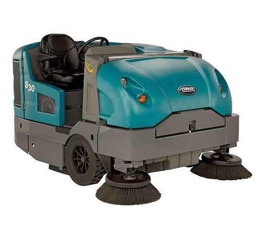 Refurbished Tennant S30 | 62.5" Ride-On Propane Sweeper | Dual Side Brushes | Overhead Guard