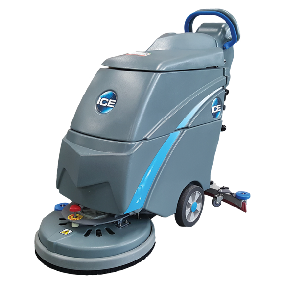 ICE i18B-AGM, Walk Behind Floor Scrubber, 18", 9 Gallon, Battery, Pad Assist, Disk, 5 Year Warranty