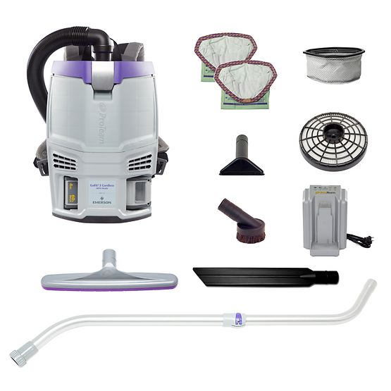 Proteam GoFit 3 | Backpack Vacuum | 3 QT | 4Ah | 51 mins Low 39 mins High | 12.8lbs | Battery | With Tools | HEPA | 2 Year Warranty