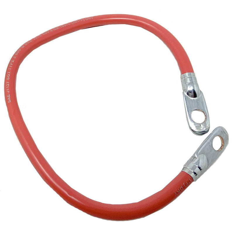 Red 14" Long, 4 Gauge Battery Cable With Eyelet Connectors