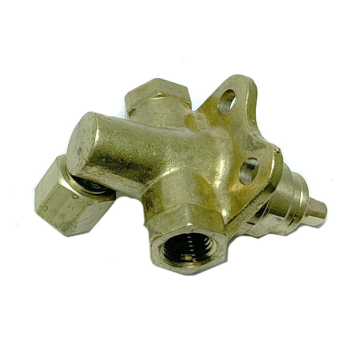 Valve Brass, .25In Three-Way, Right Angle Port