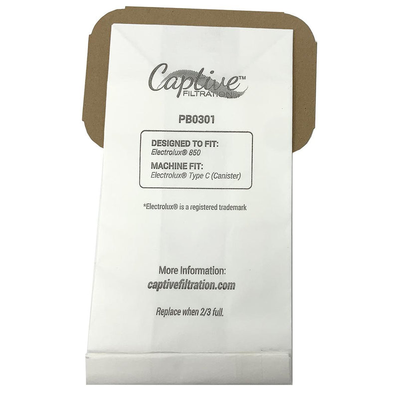Captive Filtration Vacuum Bags Fits Electrolux Type C With Micro Filter (3 Pack)