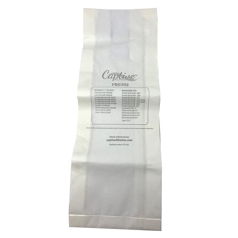 Captive Filtration Vacuum Bags Fits Type F & G