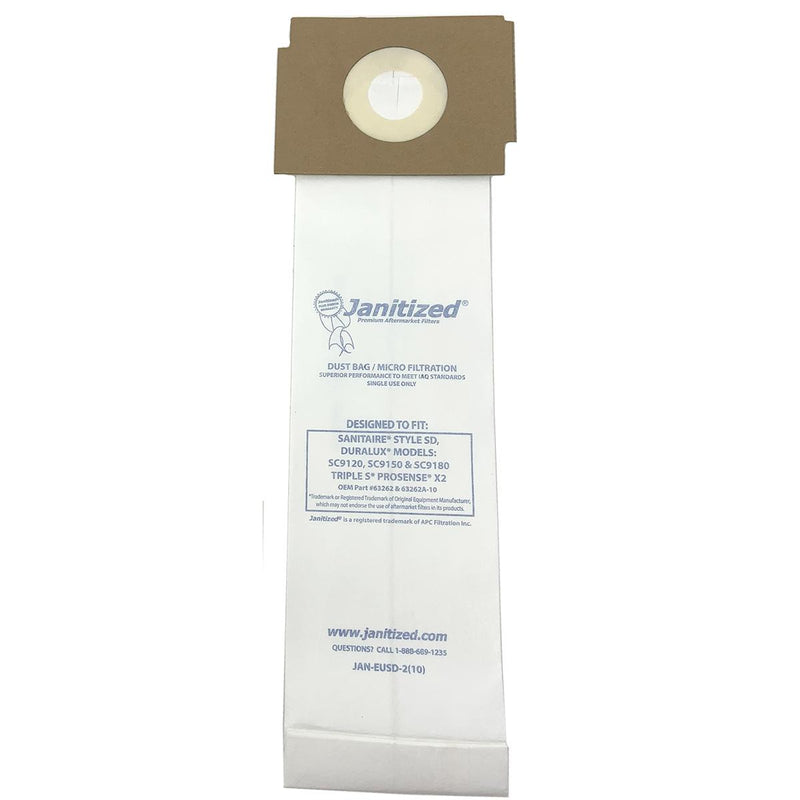 Replacement Vacuum Bags Fits Sanitaire Style Sd, Duralux Sc9120, Sc9150, Sc9180 (10 Pack)