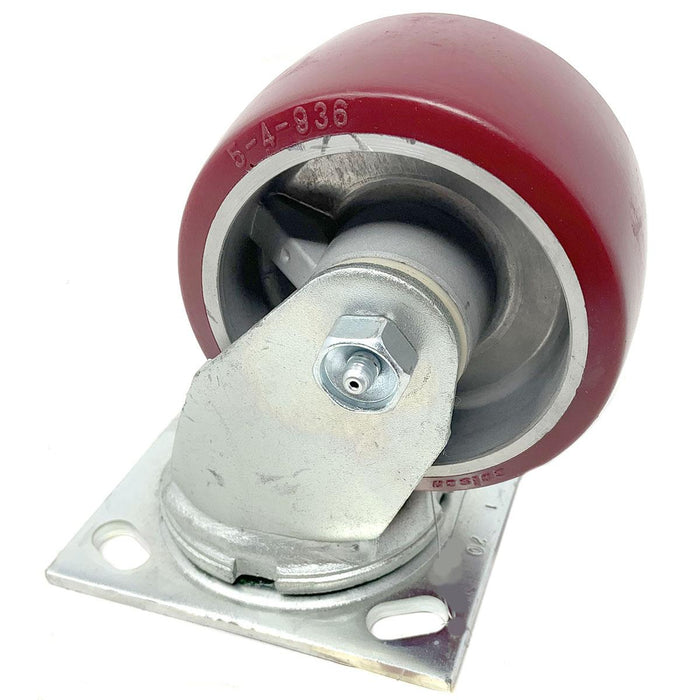 Wheel Swivel Caster Assembly 4In X 2In Maroon Poly On Alum (5.25In Total Height)