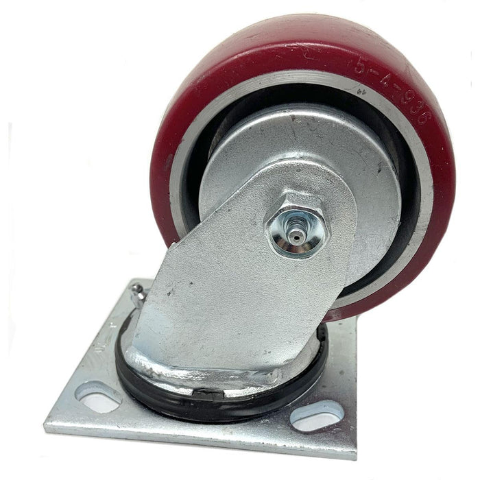 Wheel Premium Swivel Caster Assembly 4In X 2In Maroon Poly On Alum, Includes Seals, Thread Guard & Precision Bearing