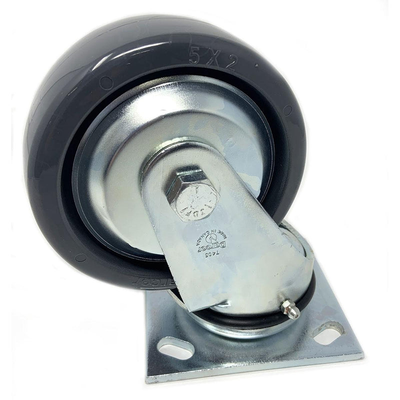 Premium Swivel Caster Assembly 5In X 2In Gray Poly On Alum, Includes Seals & Thread Guard
