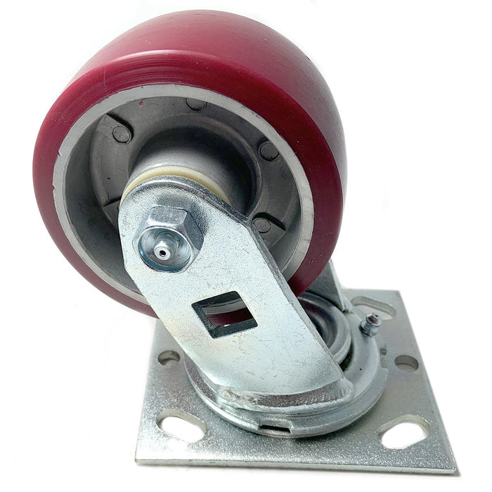 Wheel Swivel Caster Assembly 4In X 2In Maroon Poly On Alum (5.5In Total Height)