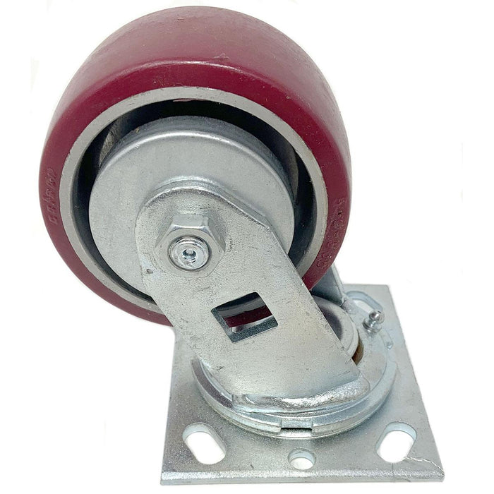 Wheel Premium Swivel Caster Assembly 4In X 2In Maroon On Poly, Includes Thread Guard