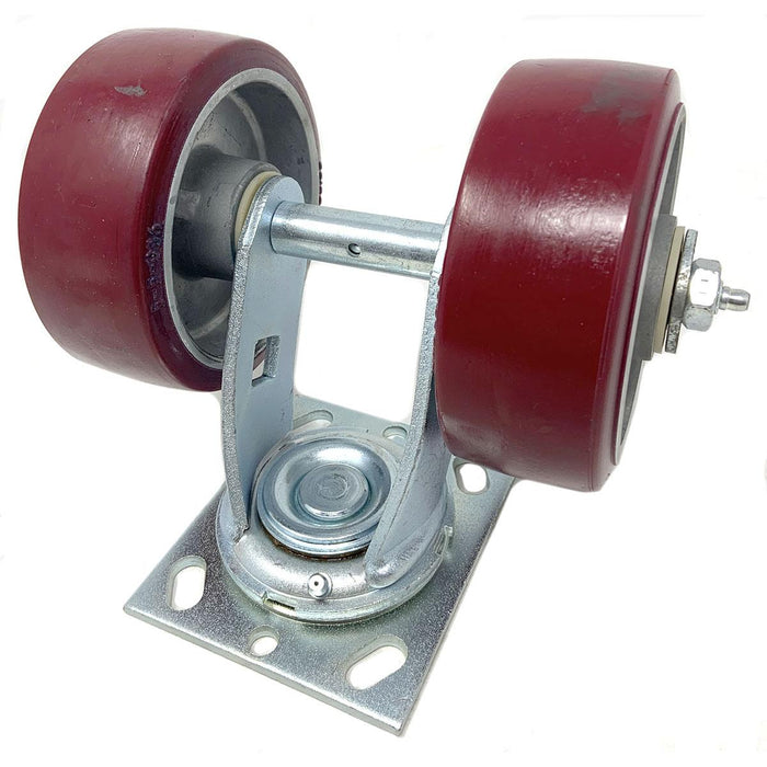 Wheel Swivel Caster Assembly 5In X 2In Maroon Poly (Dual), Fits Clarke/Alto Encore