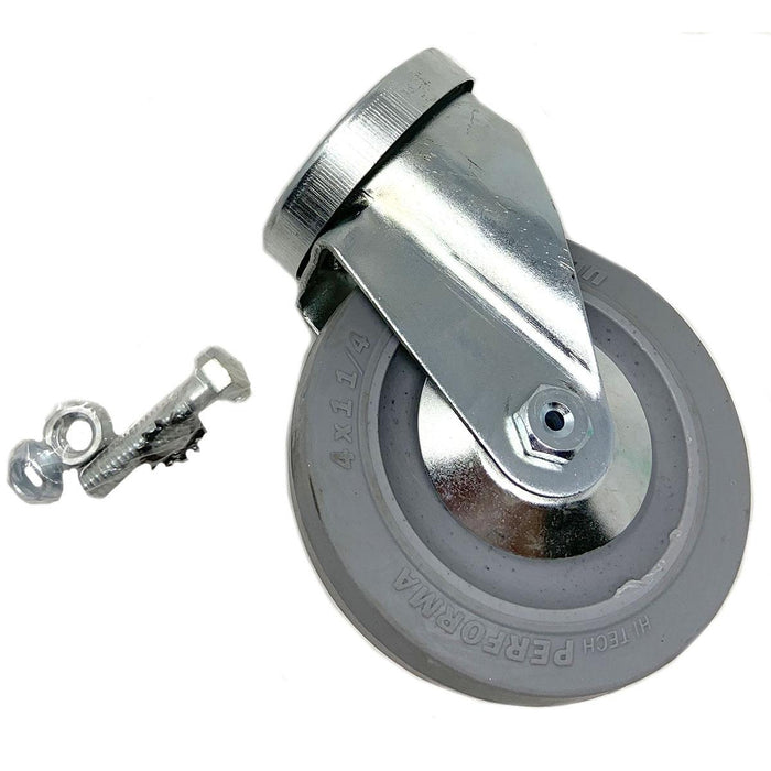 Wheel Swivel Caster Complete 4In X 1.25In With Stem And Hardware Kit