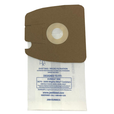 Replacement Vacuum Bags Fits Eureka Mm, 3670-3690 Mighty Mite Canisters (3 Pack)