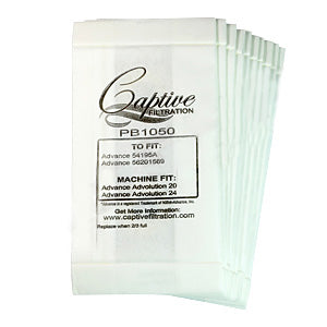 Captive Filtration Vacuum Bags Fits Advance Advolution 20/24 (10 Pack)