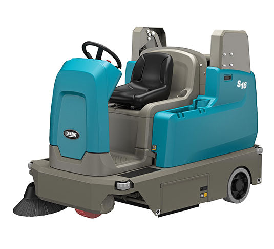 Tennant S16, Floor Sweeper, 46", Battery, Ride On, 40 Gallon Hopper, Low or High Dump